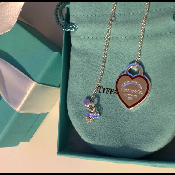 Tiffany & Co. Jewelry - Tiffany & Co Red Border Heart Necklace